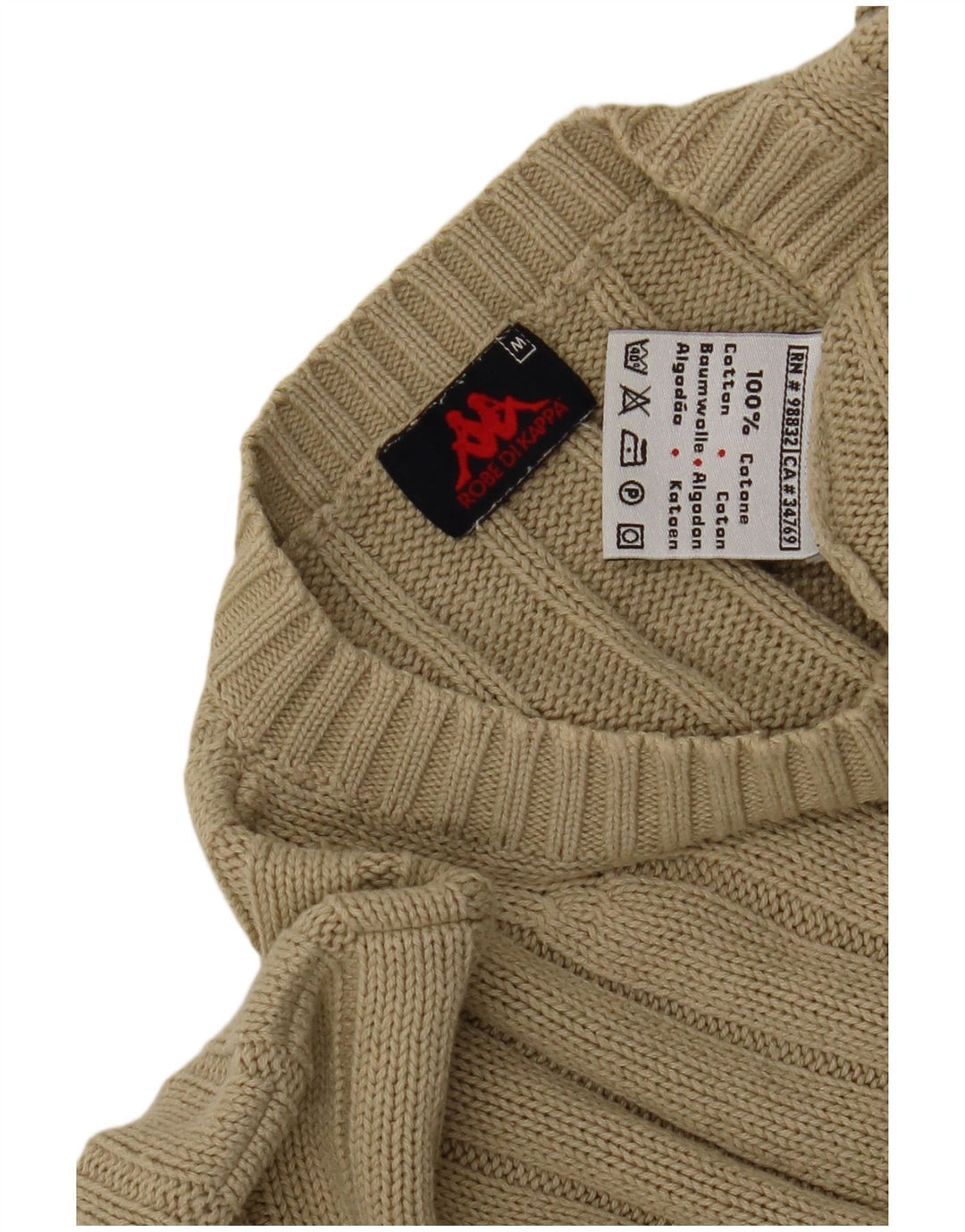 Kappa Mens Crew Neck Jumper Sweater Medium Beige Cotton