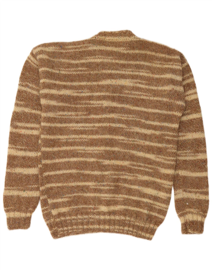 Męski sweter z okrągłym dekoltem w stylu VINTAGE, średnie brązowe paski