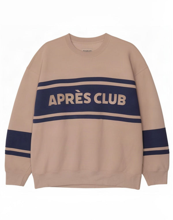 Abercrombie & Fitch Felpa da uomo Maglione grande color block bianco sporco