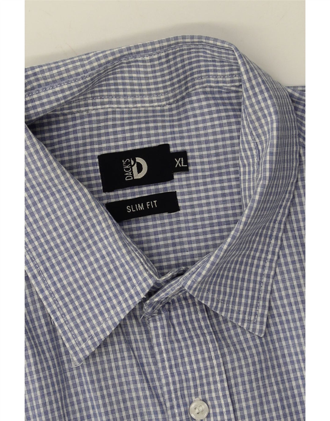 DACK'S Mens Slim Fit Shirt XL Blue Check Cotton Vintage Dack's and Second-Hand Dack's from Messina Hembry 