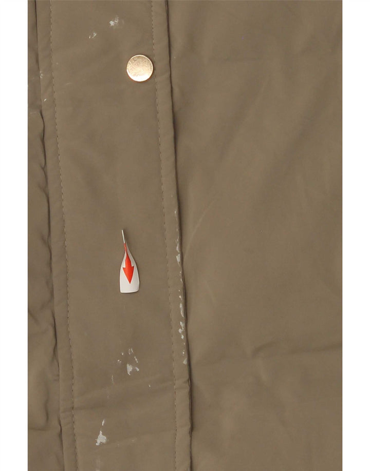 Zara Dame Hætte Polstret Frakke UK 18 XL Khaki Polyester