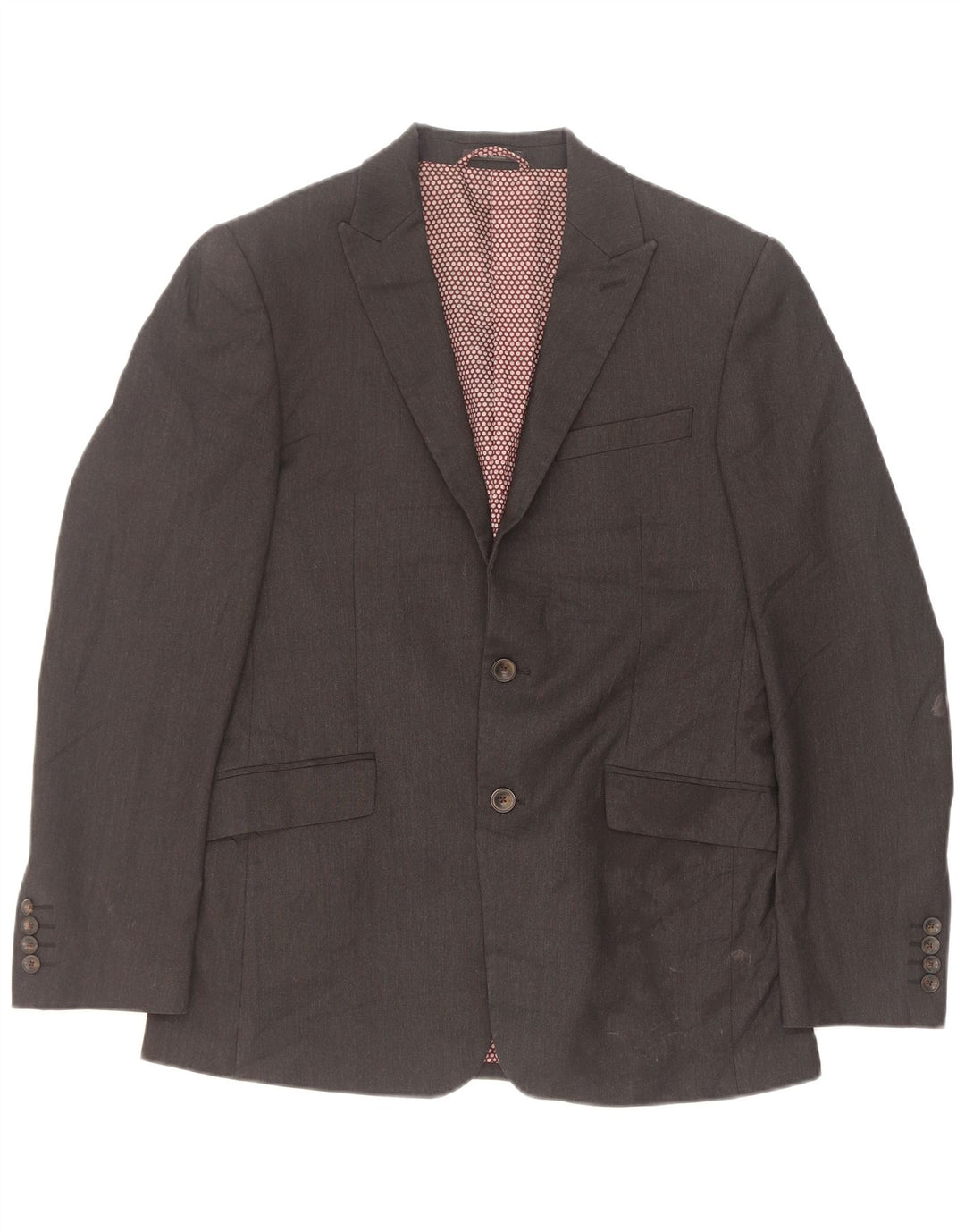 Marks & Spencer Mens 2 Button Blazer Jacket EU 48 Medium Grey Polyester