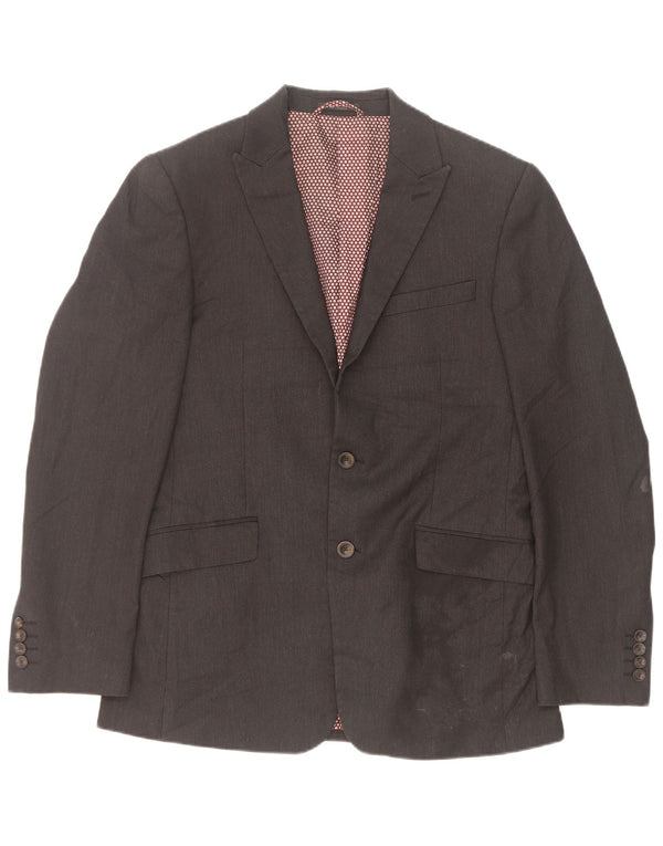 Marks & Spencer Mens 2 Button Blazer Jacket EU 48 Medium Grey Polyester