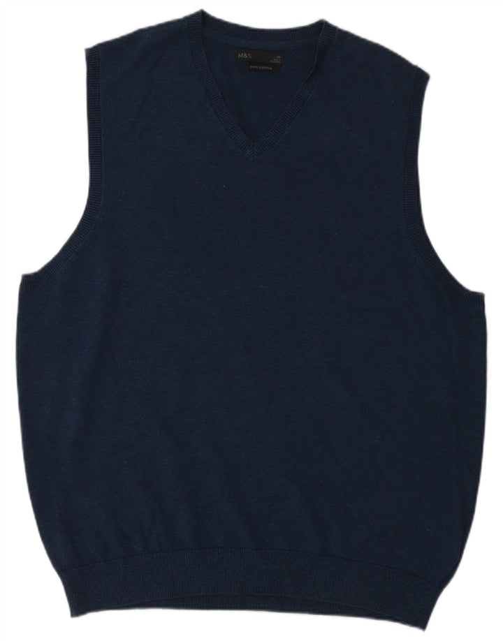 Marks & Spencer Mens Vest Tank Top XL Navy Blue Cotton