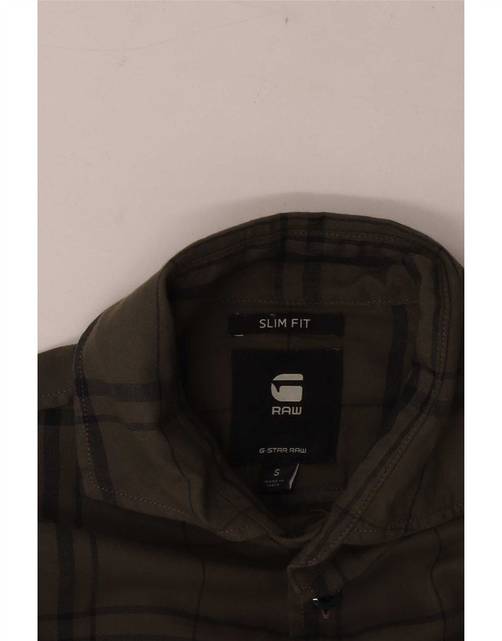 G-Star Mens Slim Fit Flannel Shirt Small Green Check