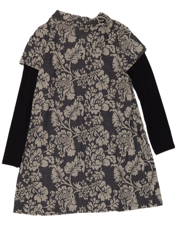 Joe Browns Womens Long Sleeve A-Line Dress UK 18 XL Navy Blue Floral Cotton