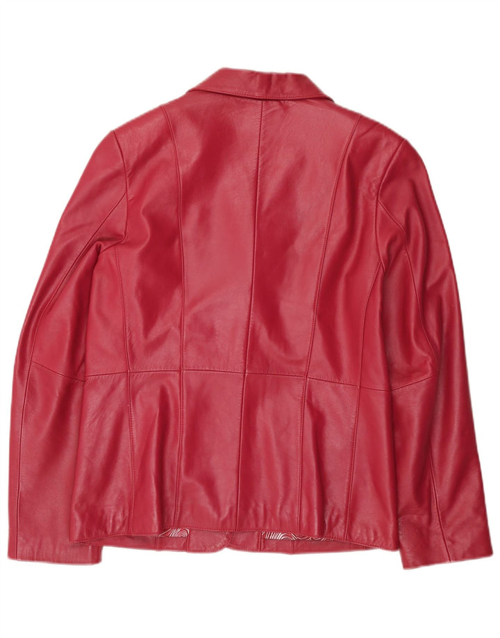 Vintage Damen 3-Knopf-Lederblazerjacke EU 38 Mittelrosa Leder