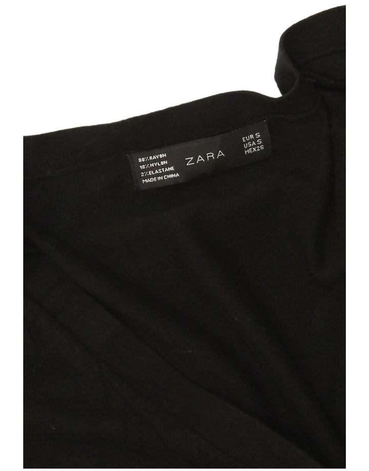 Zara Dame Cardigan Sweater UK 10 Small Black Rayon