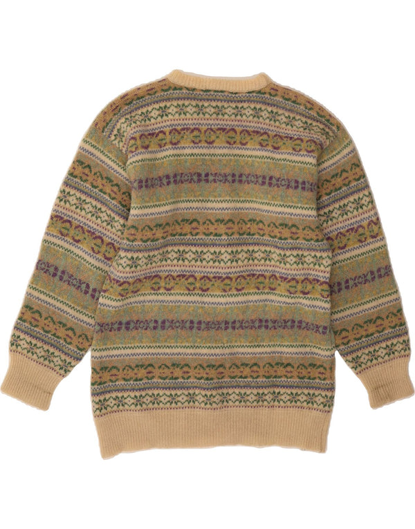 MICHAEL ROSS Sweater med rund hals til mænd Small Green Fair Isle