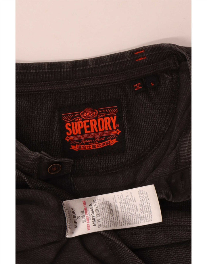 Superdry Mens Top Long Sleeve Large Grey Cotton