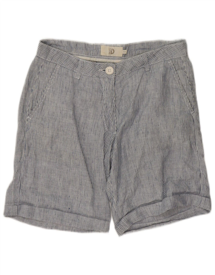 DAKS Womens Chino Shorts IT 44 Medium W30  Blue Striped Linen