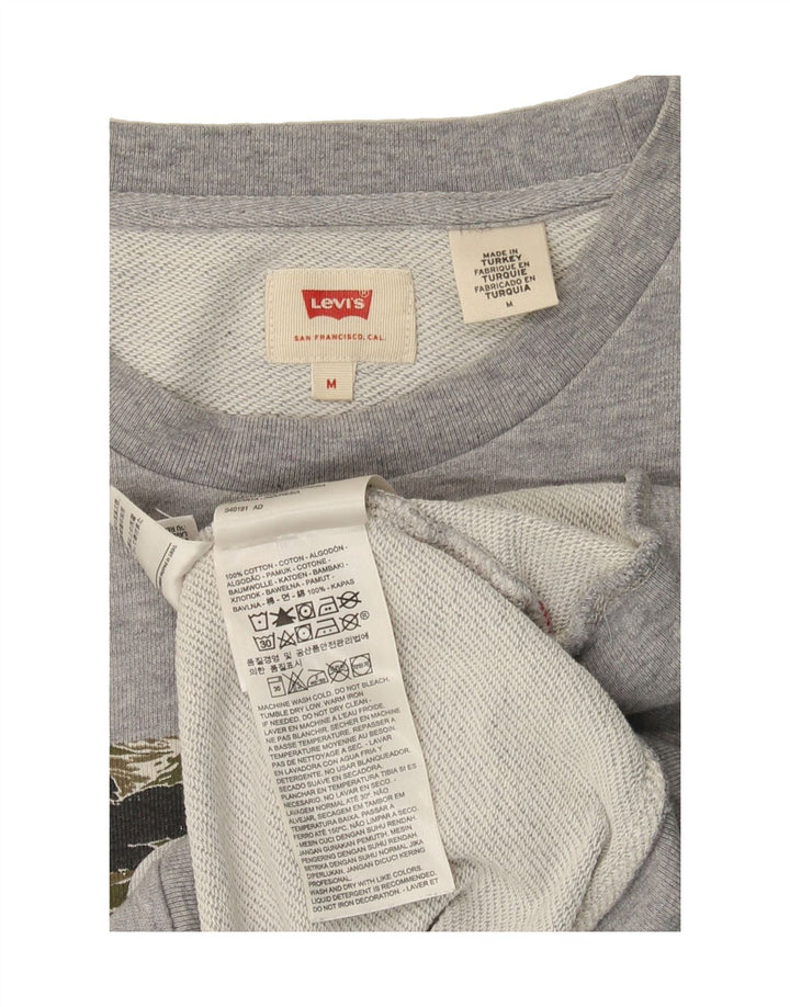 LEVI'S Mens Graphic Sweatshirt Jumper Medium Grey Cotton Vintage Levi's and Second-Hand Levi's from Messina Hembry 