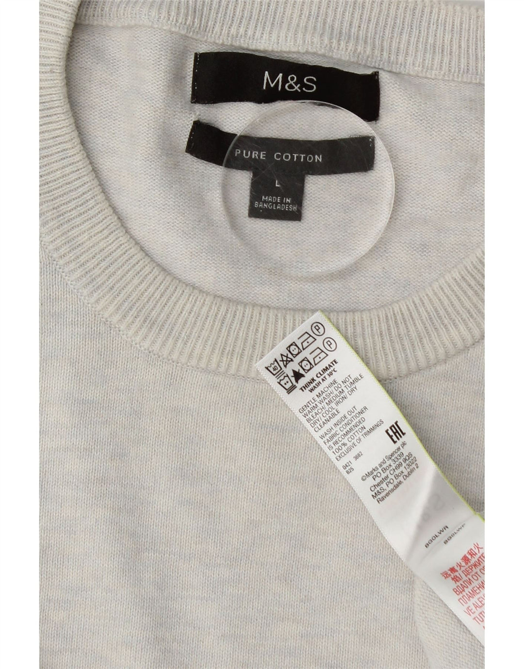 Marks & Spencer Mens Crew Neck Jumper Sweater Large Grey Cotton