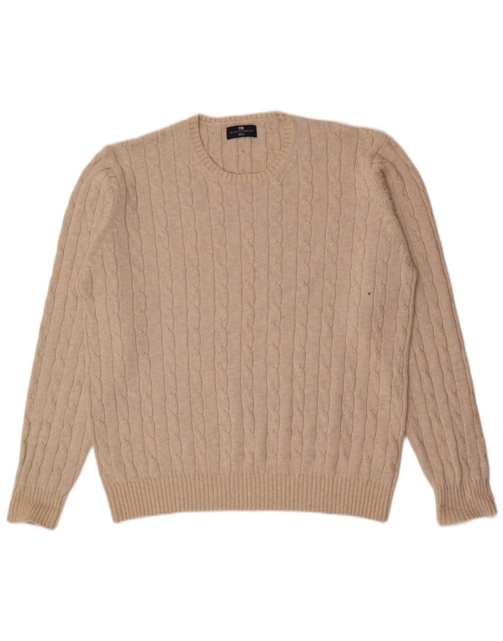 Marks & Spencer Mens Crew Neck Jumper Sweater XL Beige