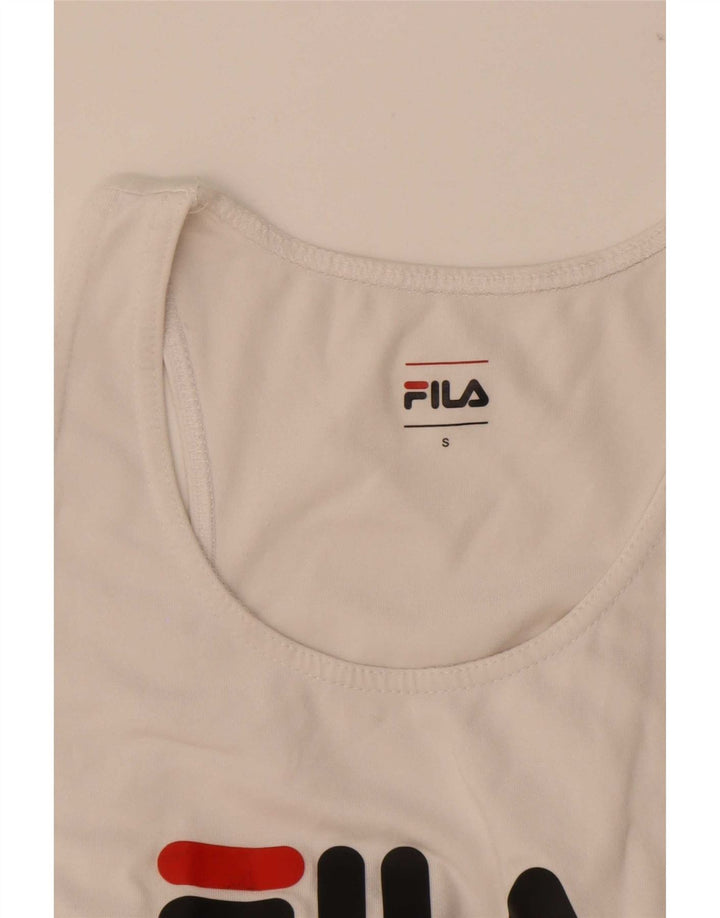 Fila Womens Crop Graphic Vest Top UK 8 Small White