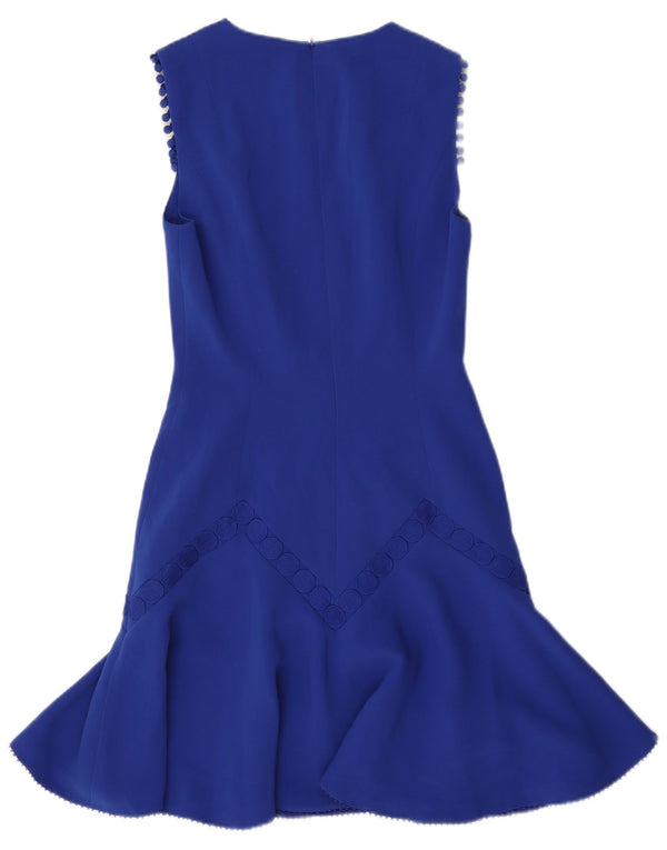 Karen Millen Womens Sleeveless Sheath Dress UK 8 Small Blue Triacetate
