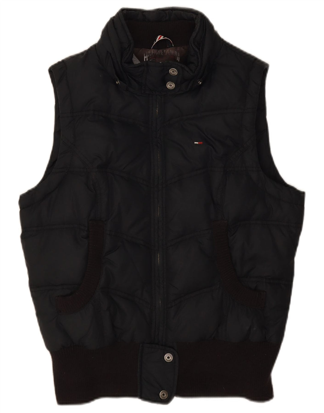 Tommy Hilfiger Womens Padded Gilet UK 14 Large Black Polyester