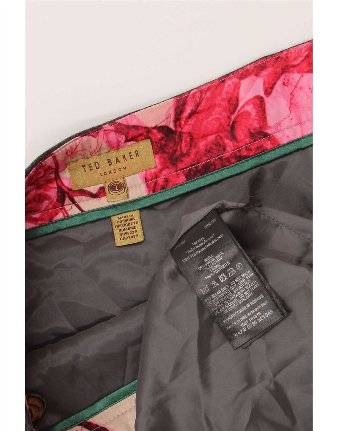Ted Baker Womens Pencil Skirt Size 1 XS W26 Grey Virgin Wool