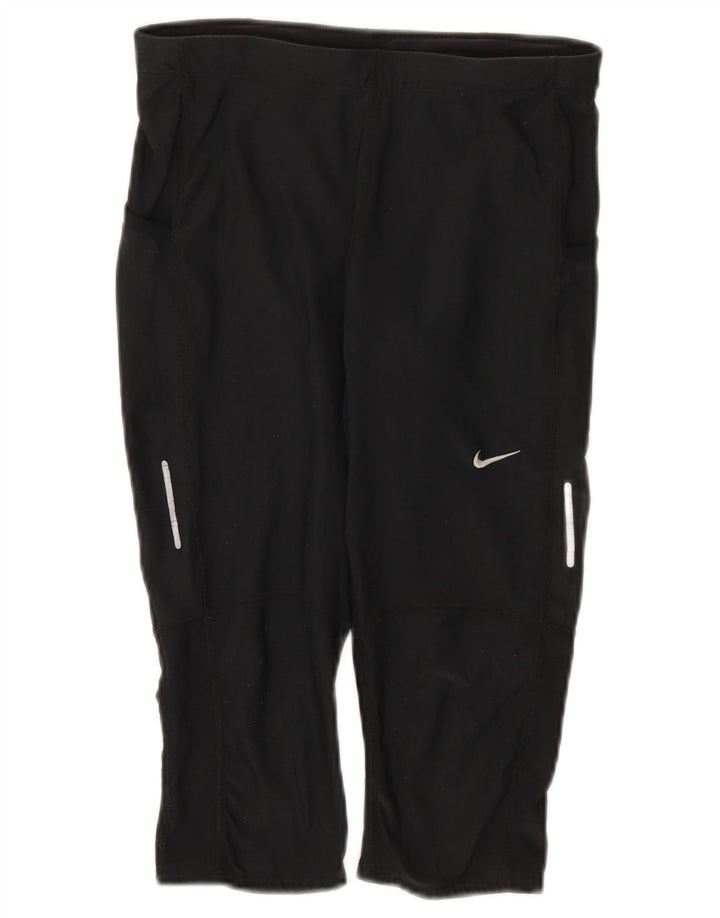 Nike Dame Dri Fit Capri Leggings UK 12 Medium Sort Polyester