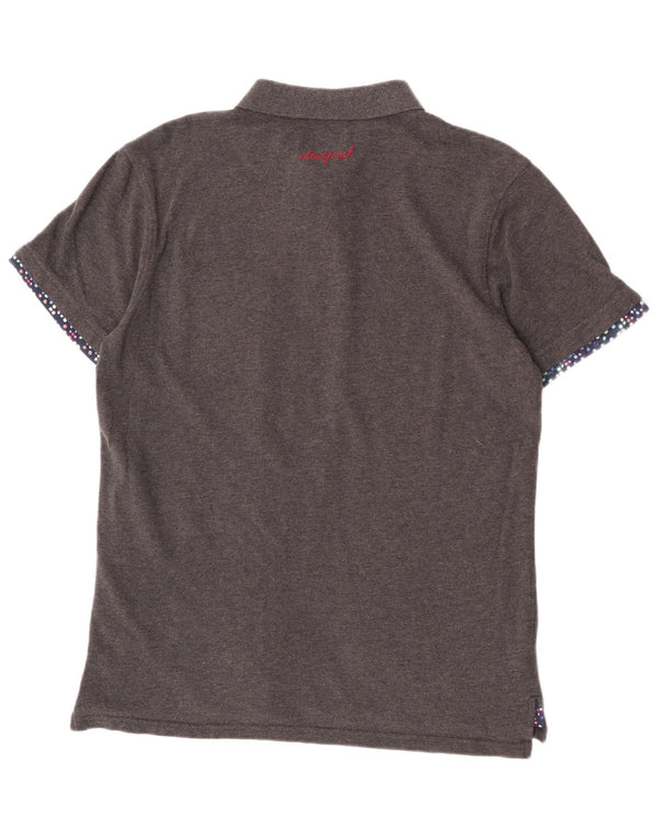 Desigual Mens Slim Polo Shirt Large Grey