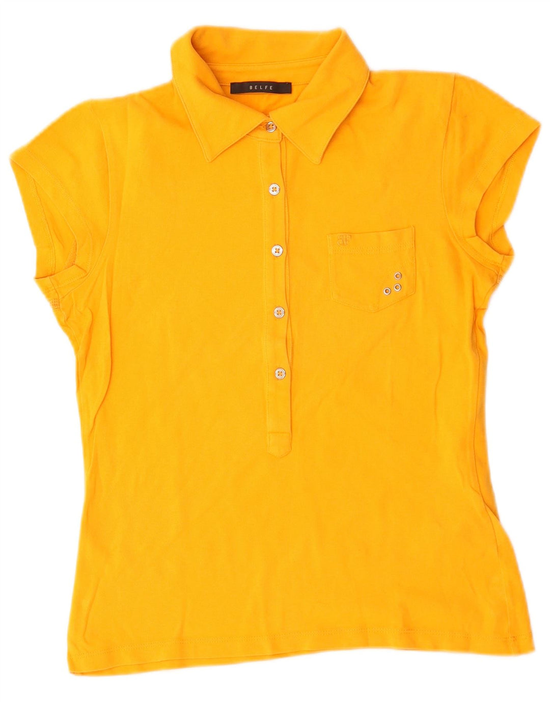 Belfe Womens Polo Shirt UK 10 Small Yellow Cotton