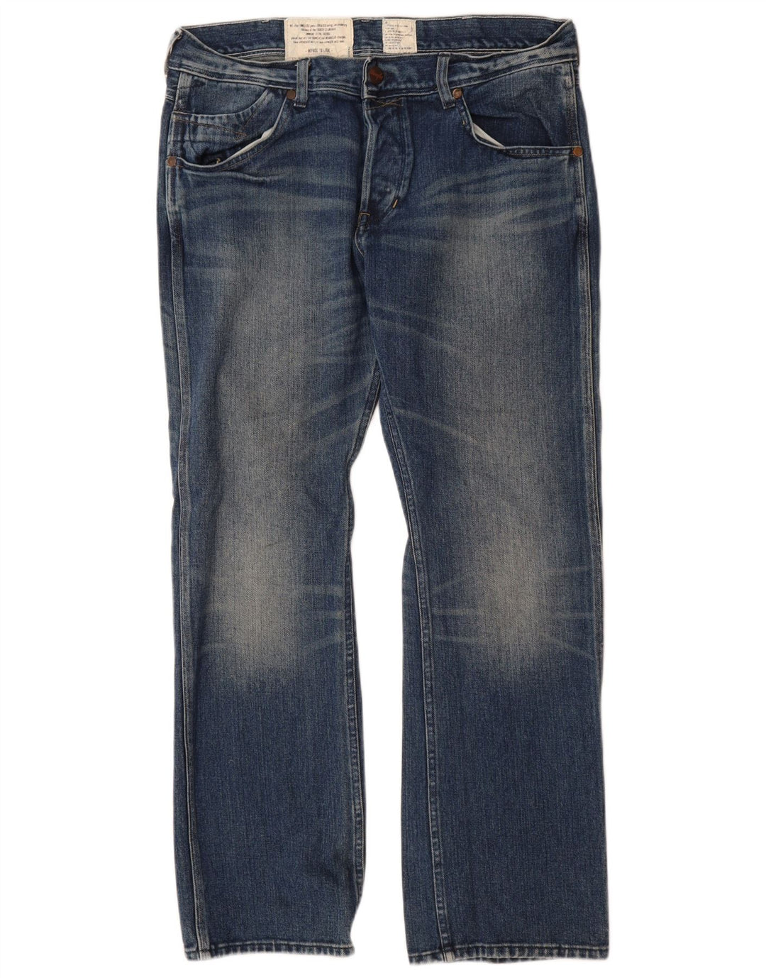 Wrangler Mens Ace Straight Jeans W34 L32 Blue Cotton