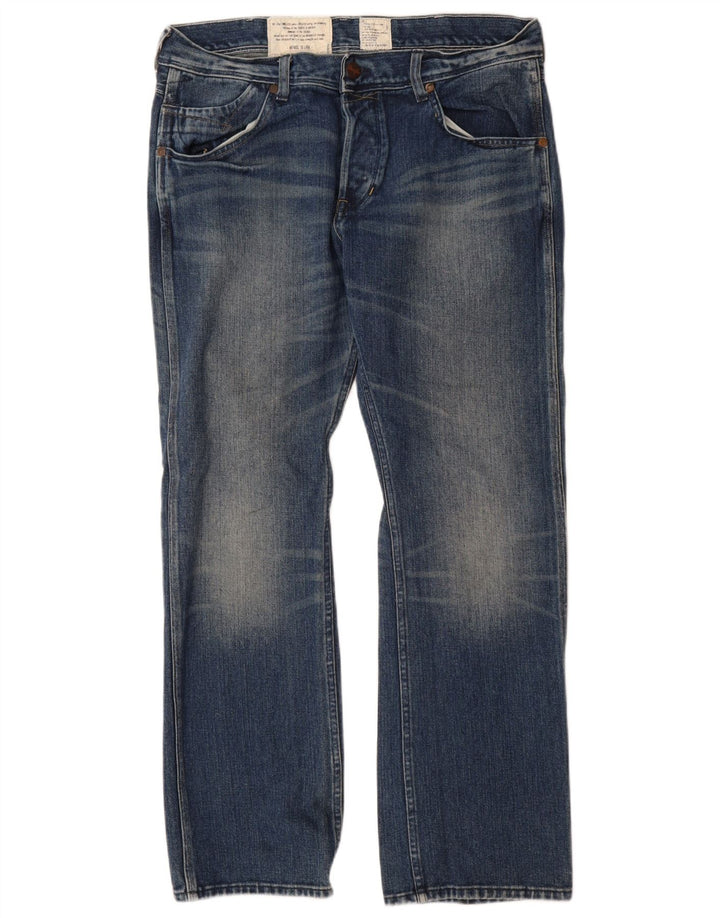 Wrangler Mens Ace Straight Jeans W34 L32 Blue Cotton