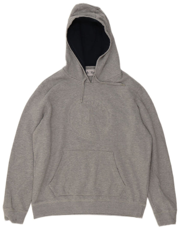 Penguin Mens Graphic Hoodie Jumper Large Grey Cotton