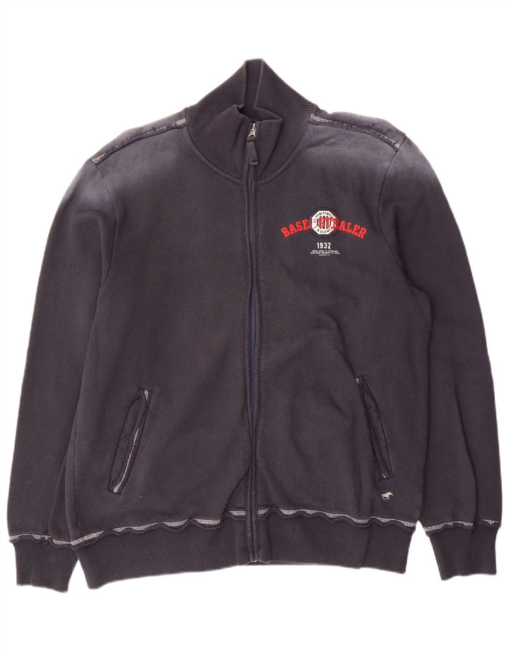 Mustang Mens Graphic Tracksuit Top Jacket Large Navy Blue Cotton