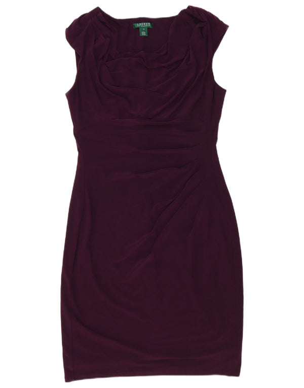 Ralph Lauren Damen Figurbetontes Kleid US 14 XL Lila Polyester