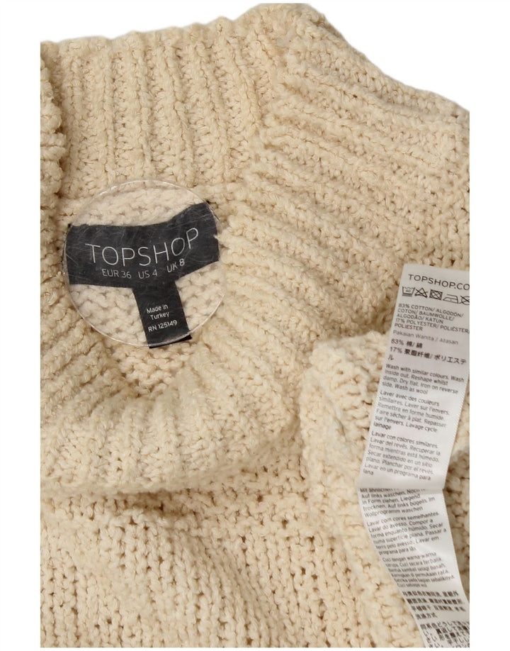 Topshop Womens Oversized Turtle Neck Jumper Sweater UK 8 Small Off White