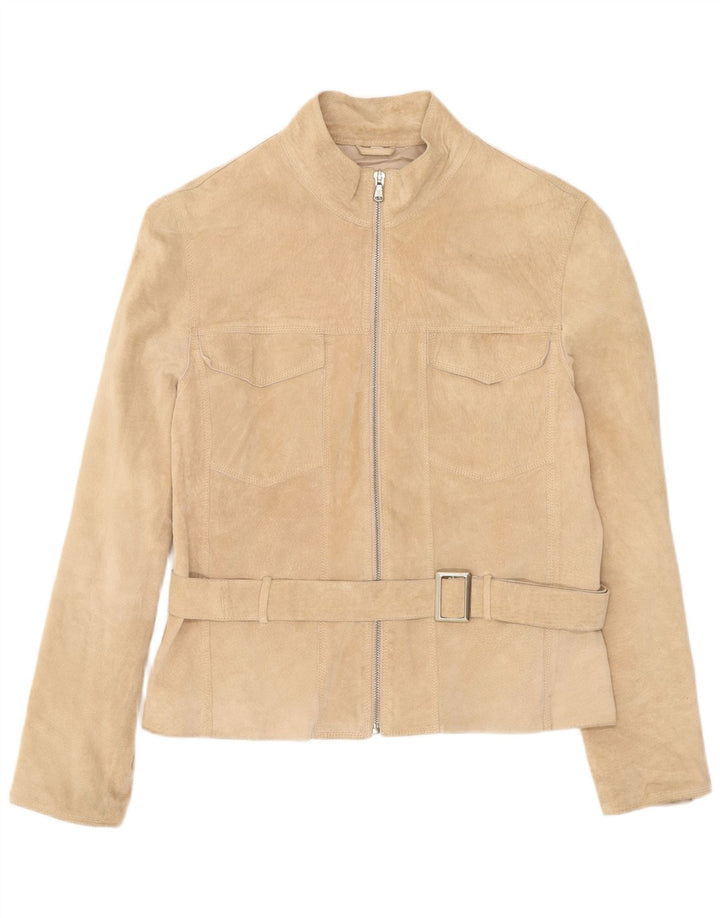 Giacca vintage da donna in pelle scamosciata IT 48 XL Pelle beige