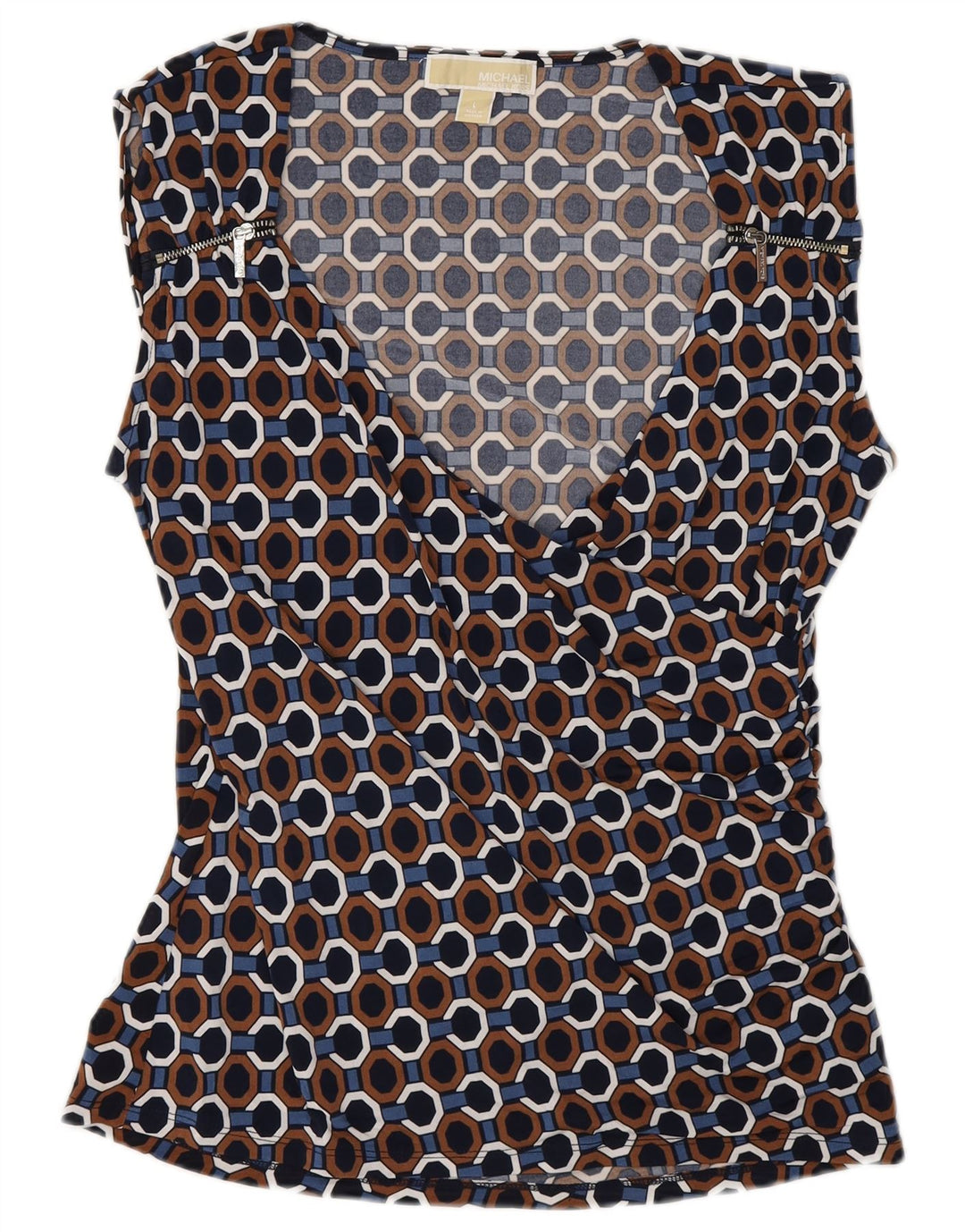 Michael Kors Womens Blouse Top UK 14 Large Multicoloured Geometric