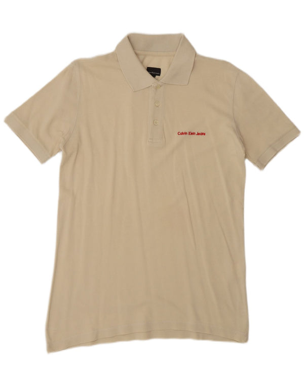 Calvin Klein Jeans Mens Polo Shirt Medium Beige Cotton