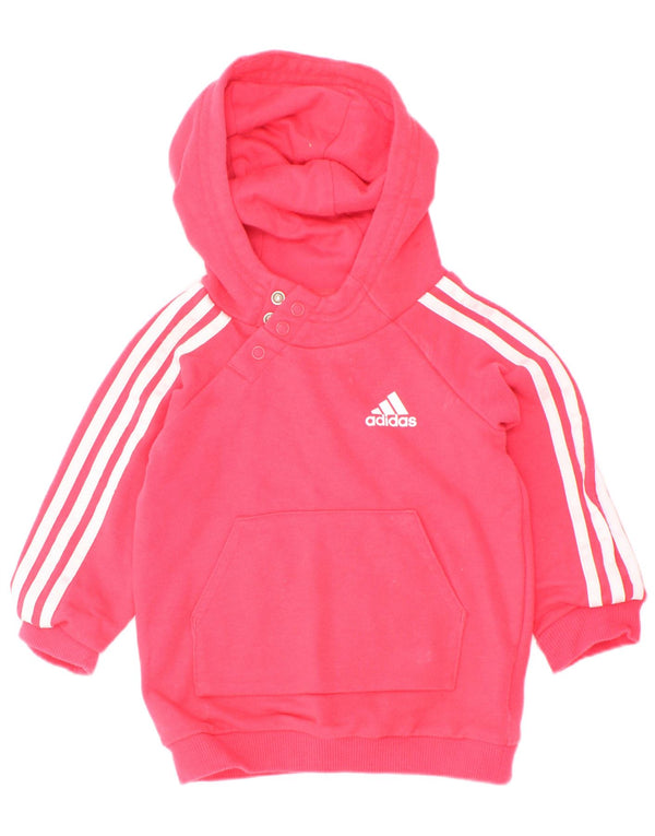 Adidas Baby Girls Button Neck Hoodie Jumper 3-6 Måneder Pink Bomuld