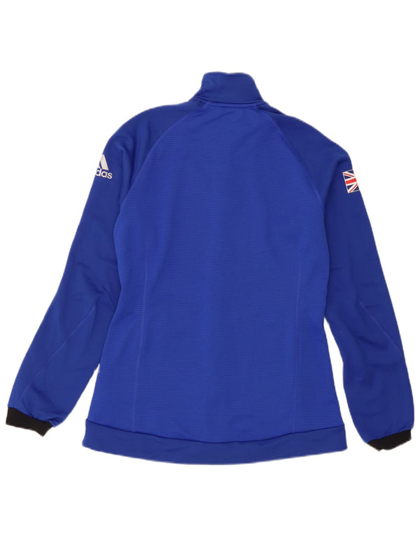 Adidas Womens Tracksuit Top Jacket UK 12 Medium  Blue Polyester