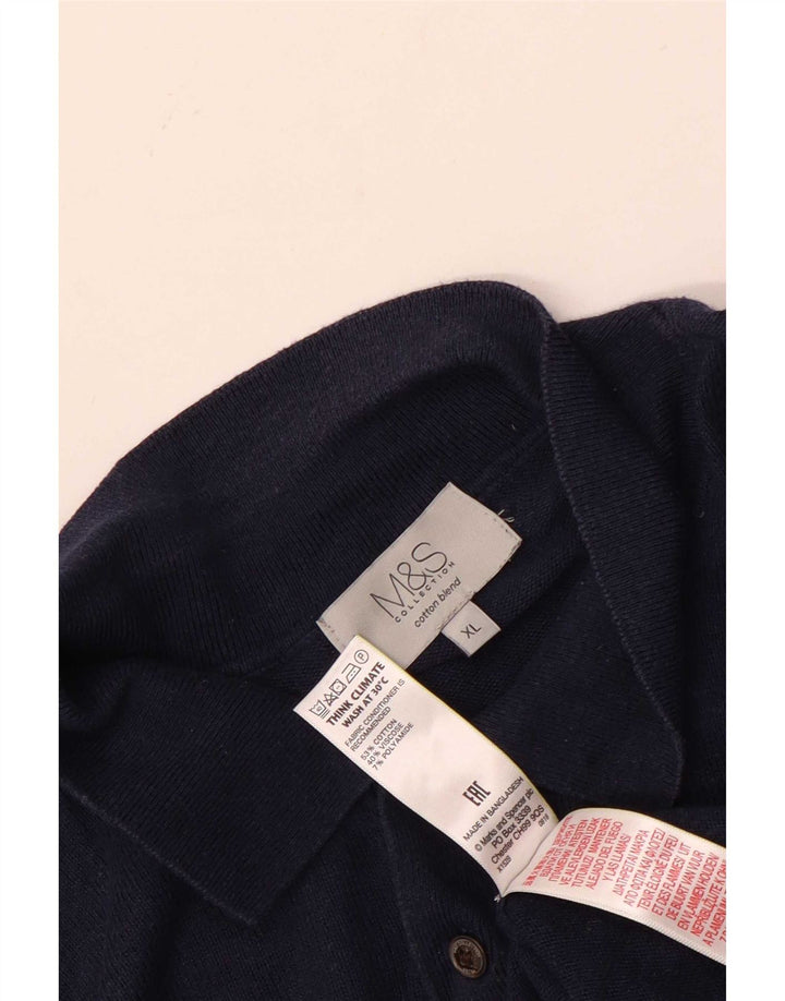 Marks & Spencer Mens Polo Neck Jumper Sweater XL Navy Blue