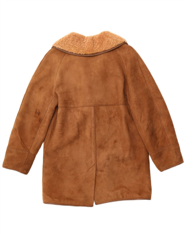 HEA TONA Womens Shearling Coat UK 14 Medium Brown Acrylic