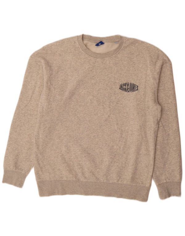 Jack & Jones Mens Sweatshirt Jumper Large Grey Flecked Cotton