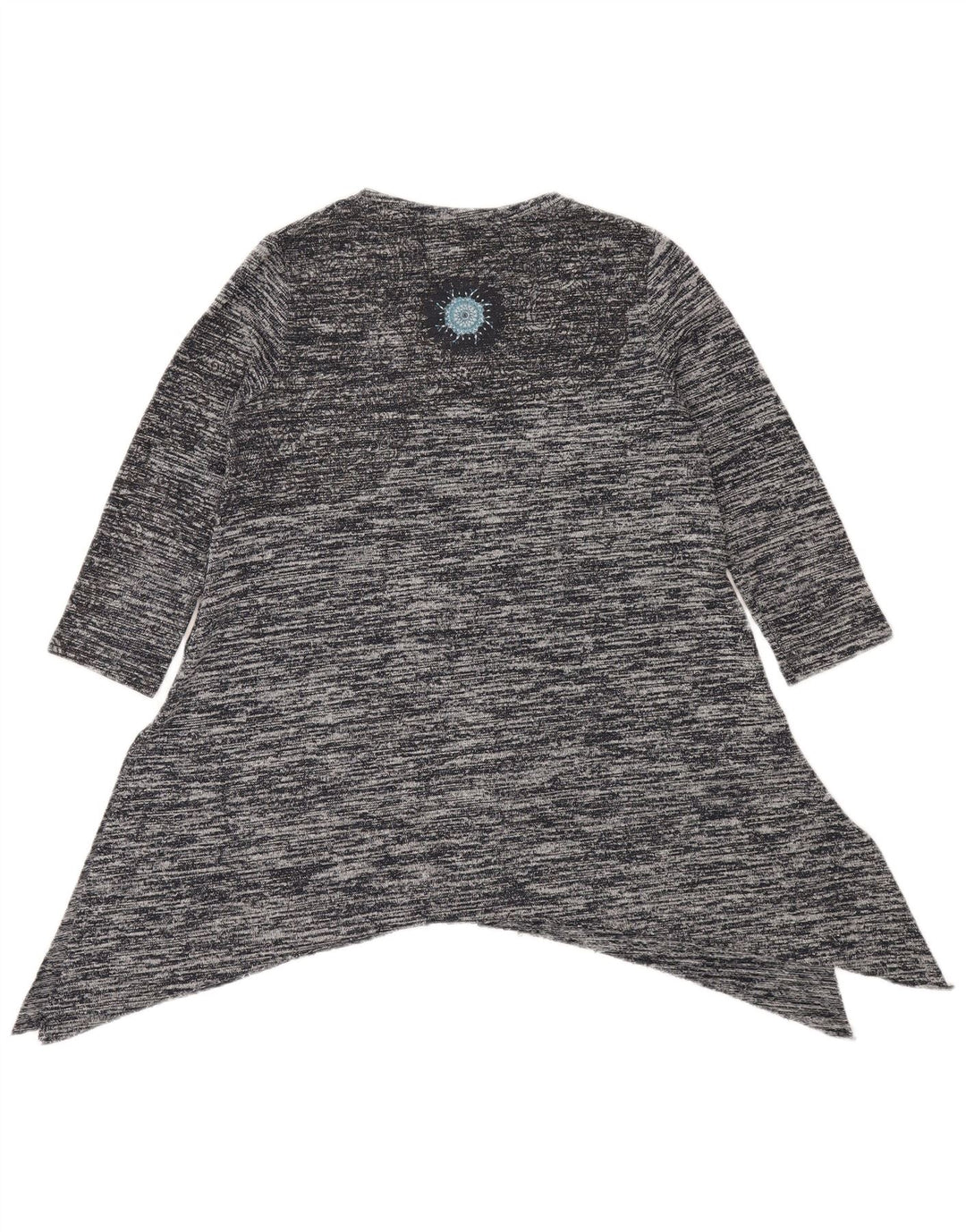 Desigual Womens Asymmetric Tunic Top UK 12 Medium Grey Flecked Bohemian