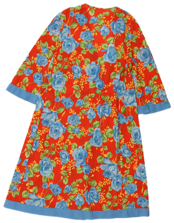 Vintage kvinders 1/2 ærmet kappekjole UK 12 Medium Red Floral