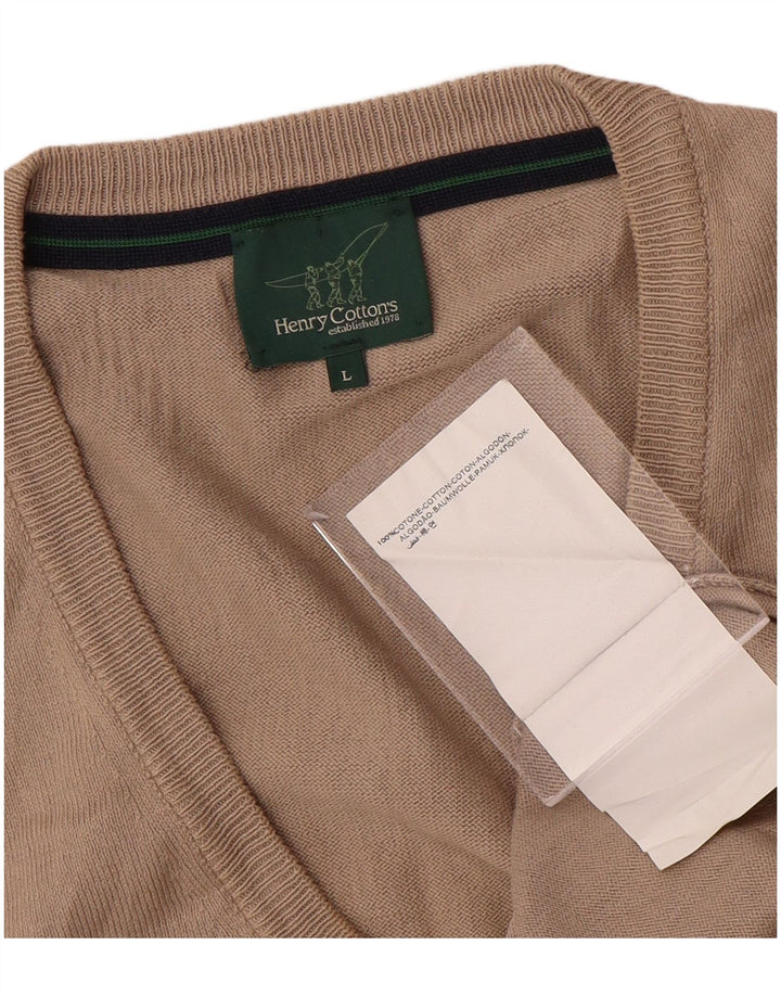 Henry Cottons Mens Vest Tank Top Large Beige Cotton