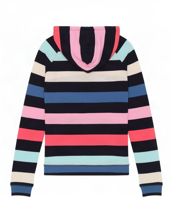 Felpa con cappuccio da donna Joules UK 10 piccola in cotone a righe multicolore