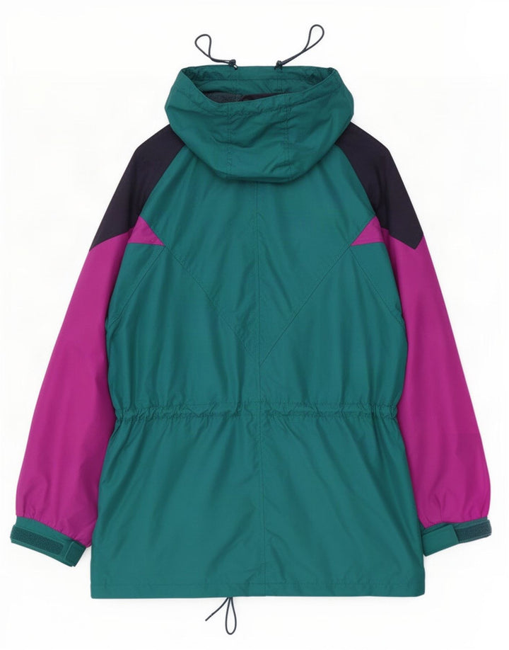 Columbia Womens Hooded Oversized Rain Jacket UK 14 Medium Green Colourblock