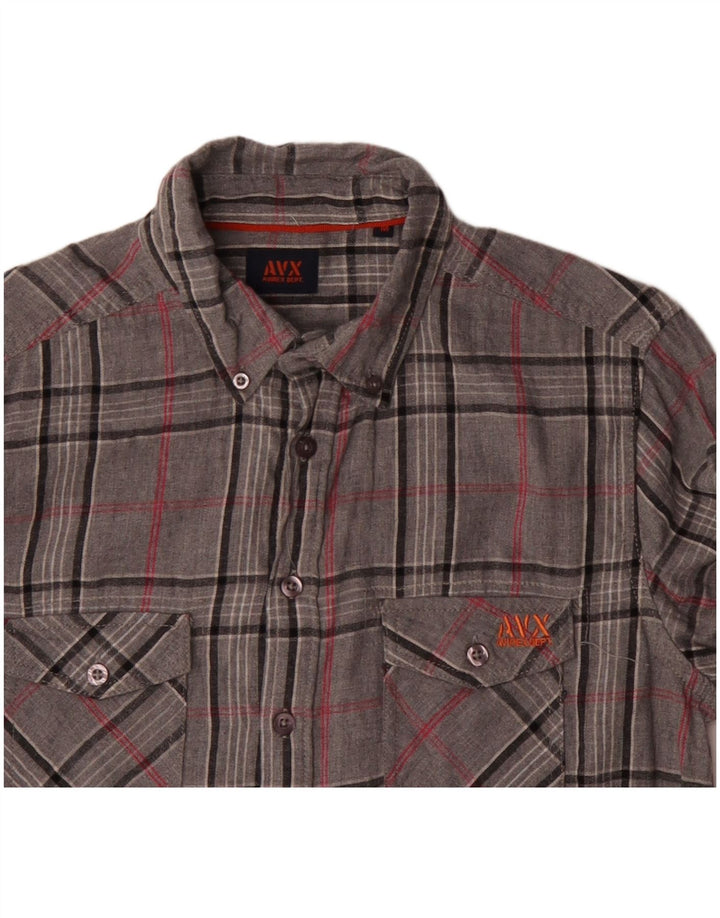 Avirex Mens Flannel Shirt Medium Grey Check Cotton
