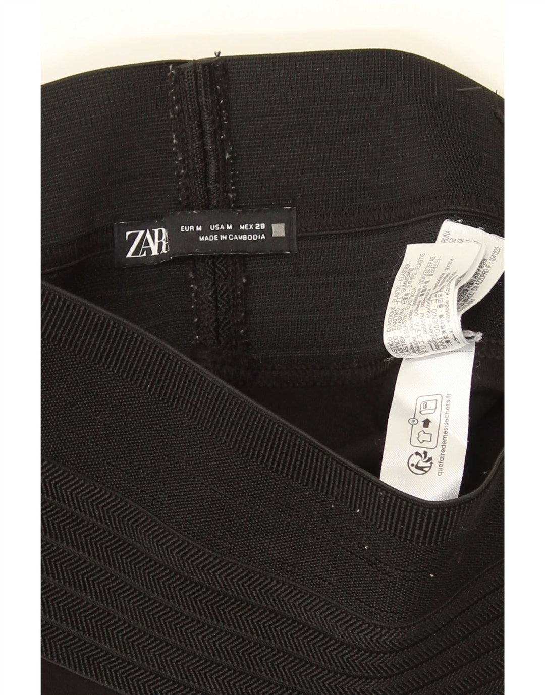 Zara Mujer Leggings Cintura Alta Poliéster Negro Mediano