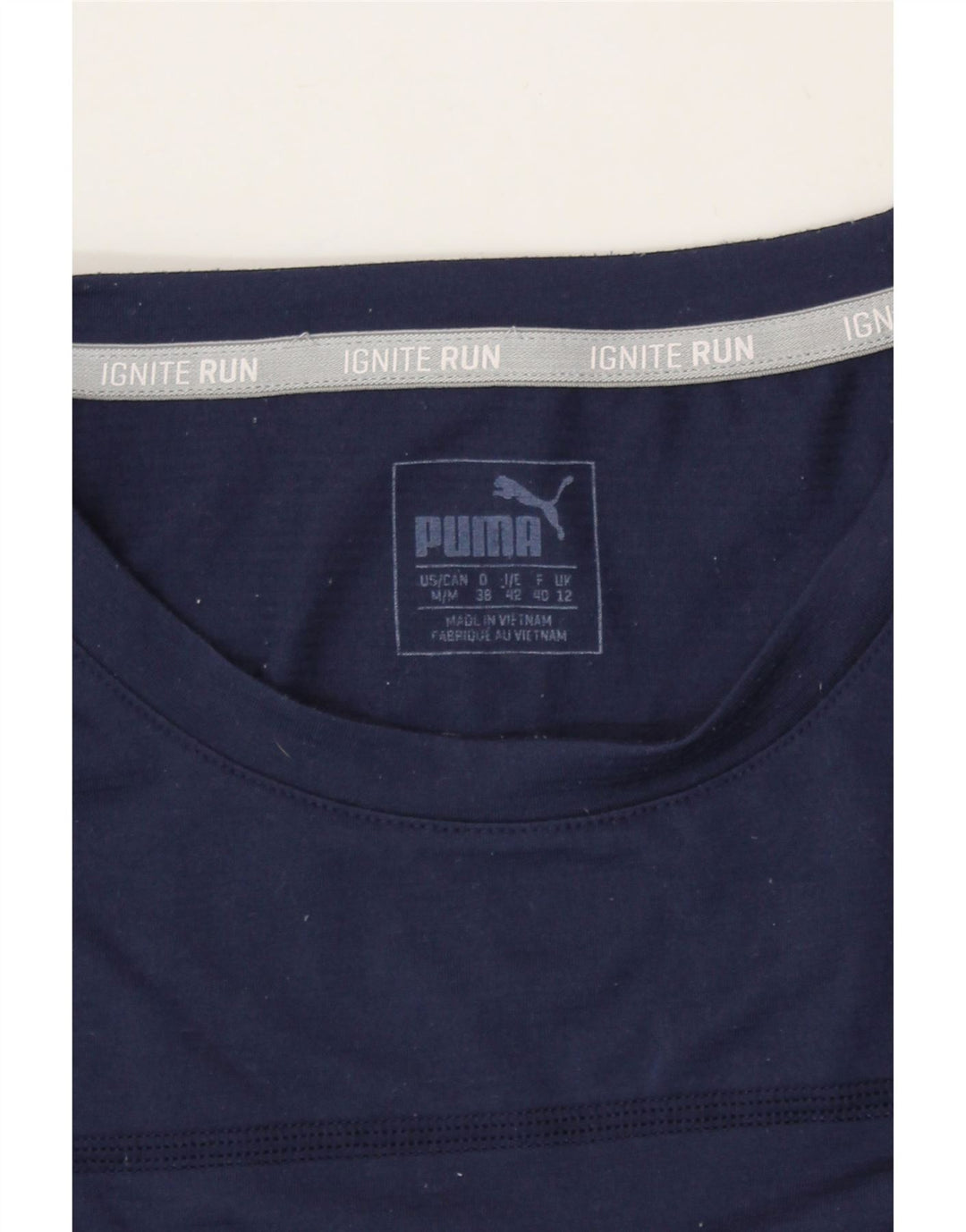 PUMA Womens T-Shirt Top UK 12 Medium Navy Blue Polyester Vintage Puma and Second-Hand Puma from Messina Hembry 