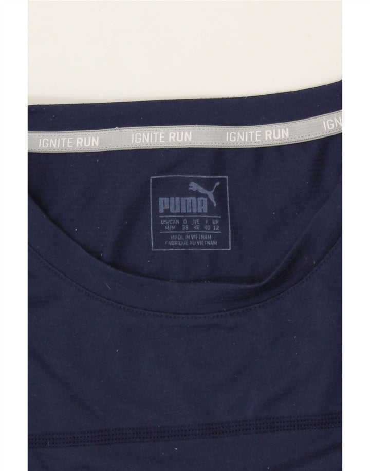 PUMA Womens T-Shirt Top UK 12 Medium Navy Blue Polyester Vintage Puma and Second-Hand Puma from Messina Hembry 