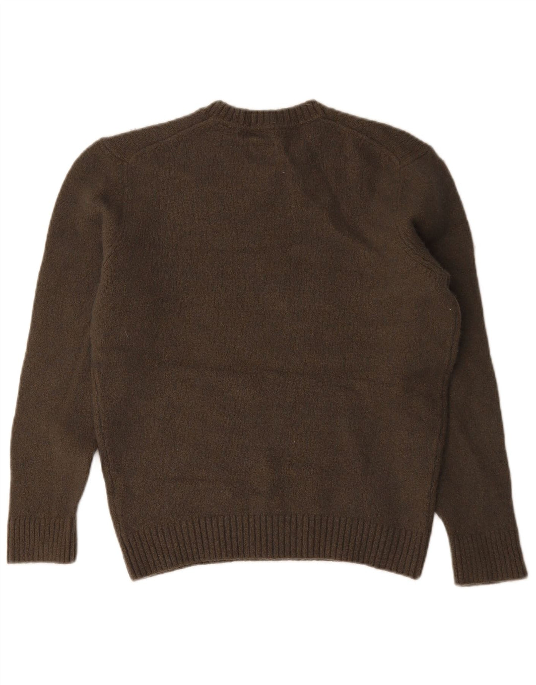 Massimo Dutti Womens Crew Neck Jumper Sweater UK 16 Large Brown Wool
