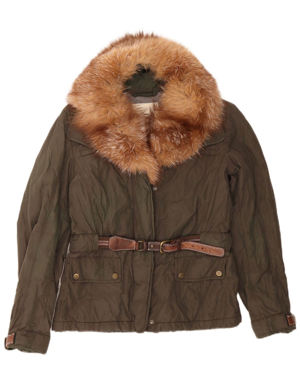 Henry Cottons Womens Parka Jacket IT 44 Medium Green Nylon